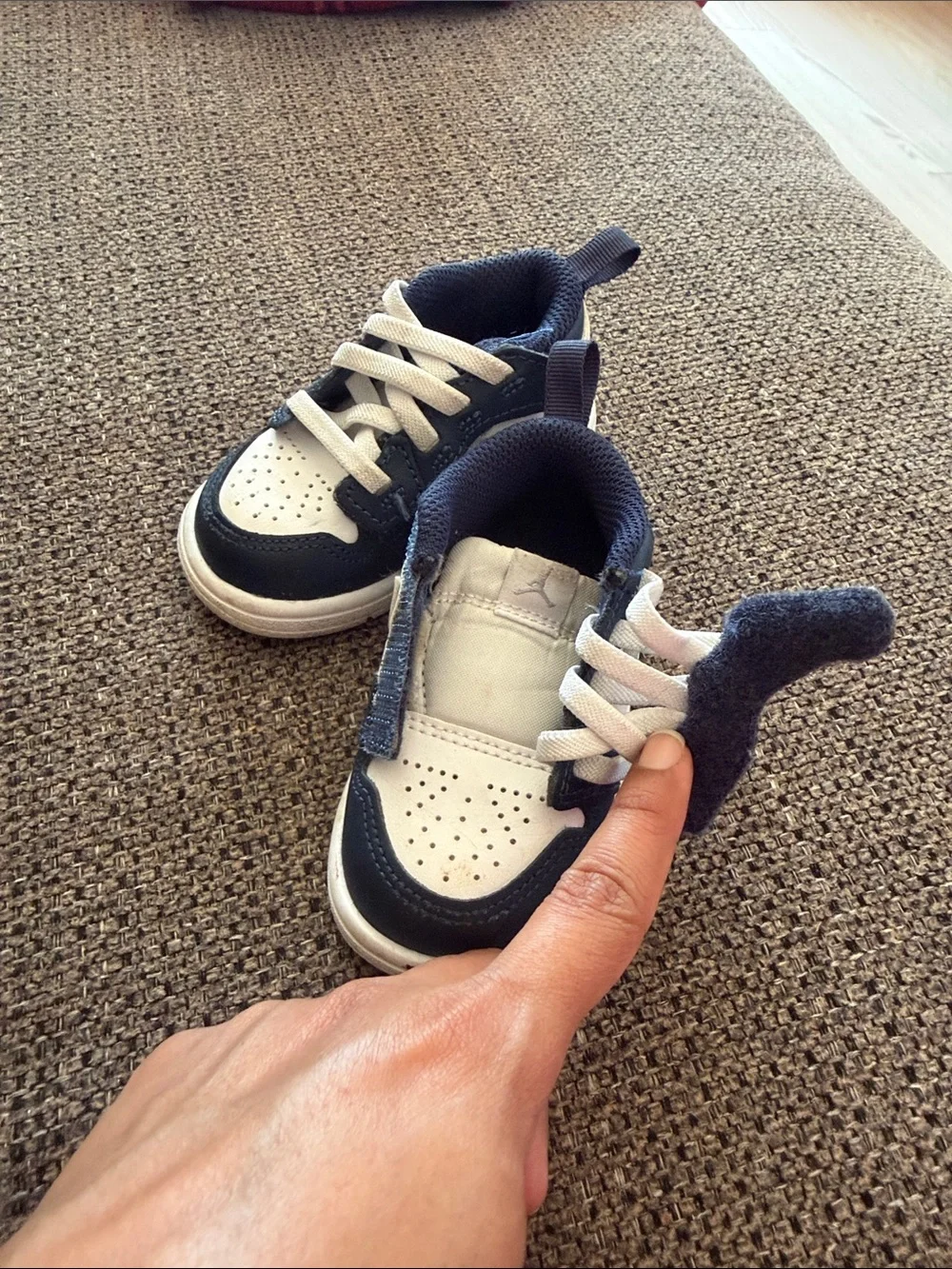 Nike Navy and White Kids Lace-Up Sneakers